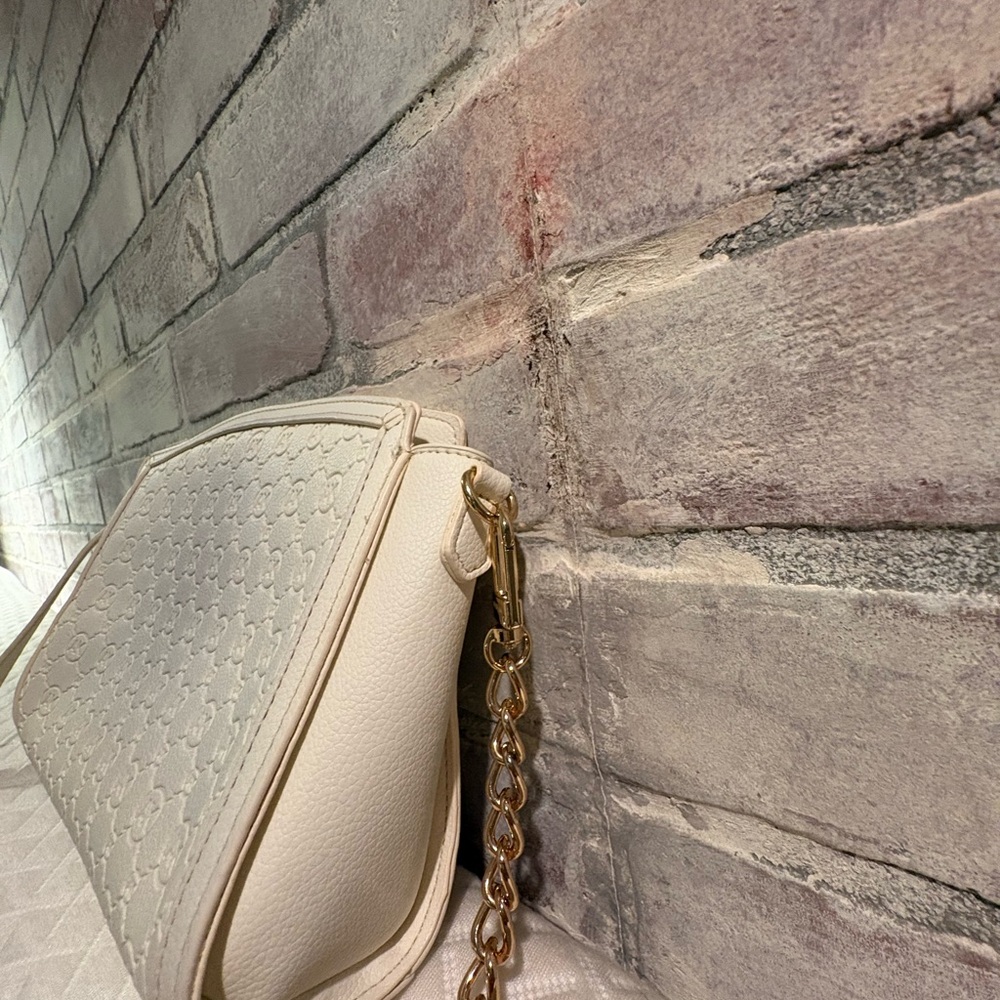 Anne Klein Cream Embossed Crossbody with Gold Hardware - Picture 3 of 6